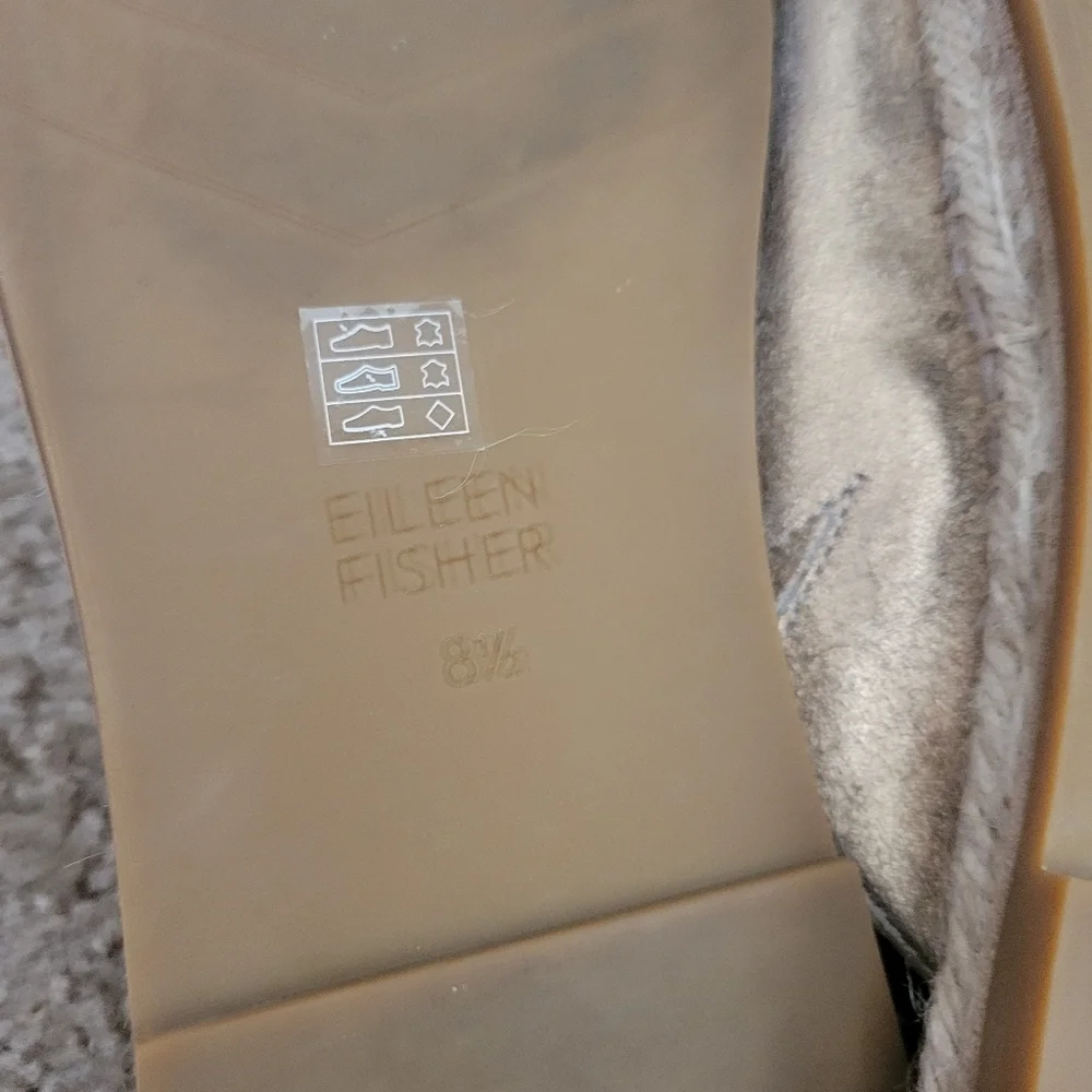 Eileen Fisher Milly Gold Metallic Suede Espadrille Size 8.5